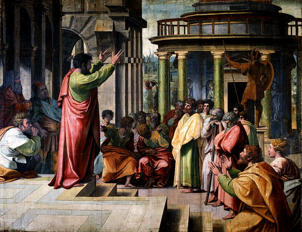 Obraz Rafaela przedstawiający św. Pawła nauczającego w Atenach w Grecij