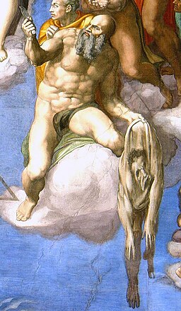 Święty Bartłomiej na fresku Michała Anioła w kaplicy Sykstyńskiej