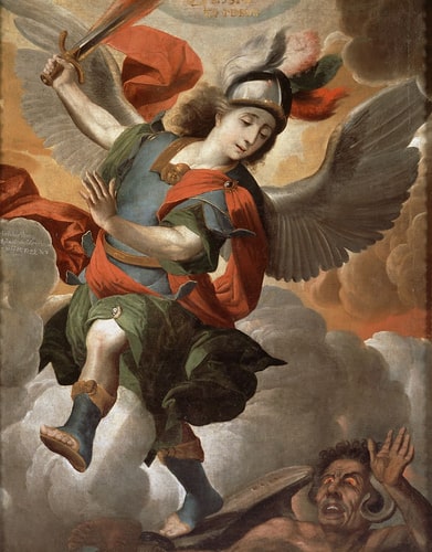 Święty Michał Archanioł i diabeł, obraz Melchiora Pereza de Holguin (1708)
